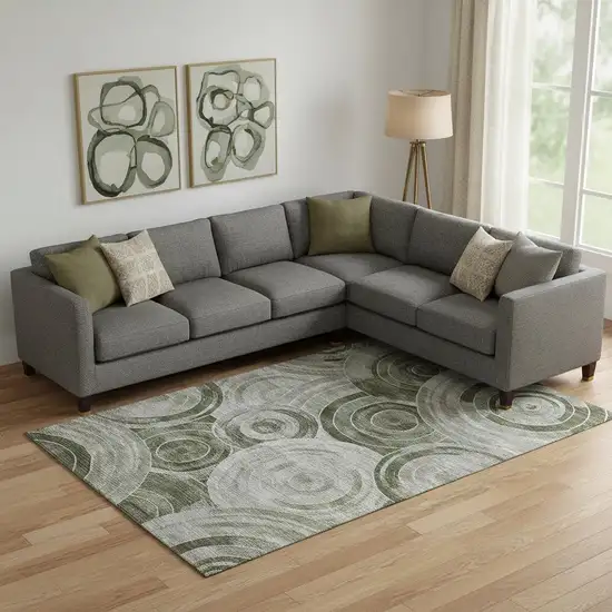 Taupe And Beige Geometric Washable Area Rug With UV Protection Photo 2