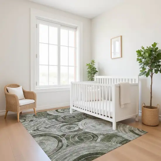 Taupe And Beige Geometric Washable Area Rug With UV Protection Photo 5