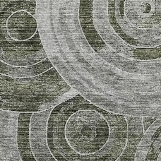 Taupe And Beige Geometric Washable Area Rug With UV Protection Photo 2