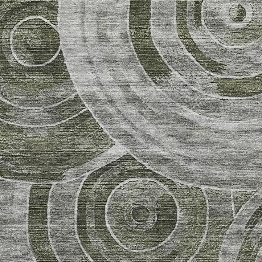 Taupe And Beige Geometric Washable Area Rug With UV Protection Photo 2