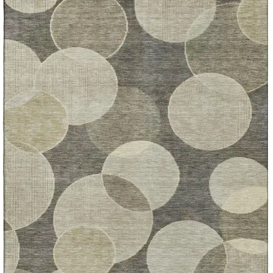 Taupe And Beige Geometric Washable Area Rug With UV Protection Photo 3