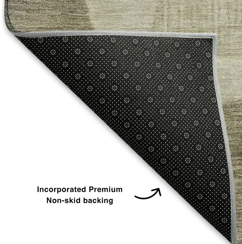 Taupe And Beige Geometric Washable Area Rug With UV Protection Photo 6