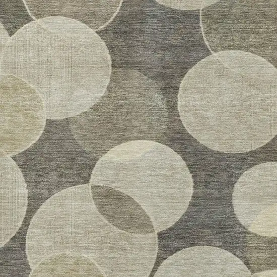 Taupe And Beige Geometric Washable Area Rug With UV Protection Photo 2