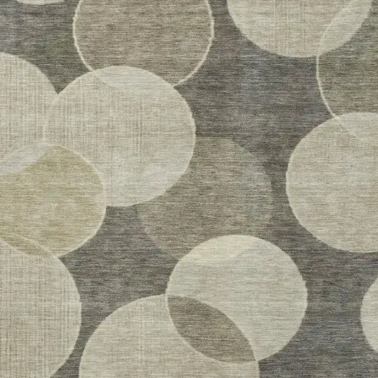 Taupe And Beige Geometric Washable Area Rug With UV Protection Photo 2