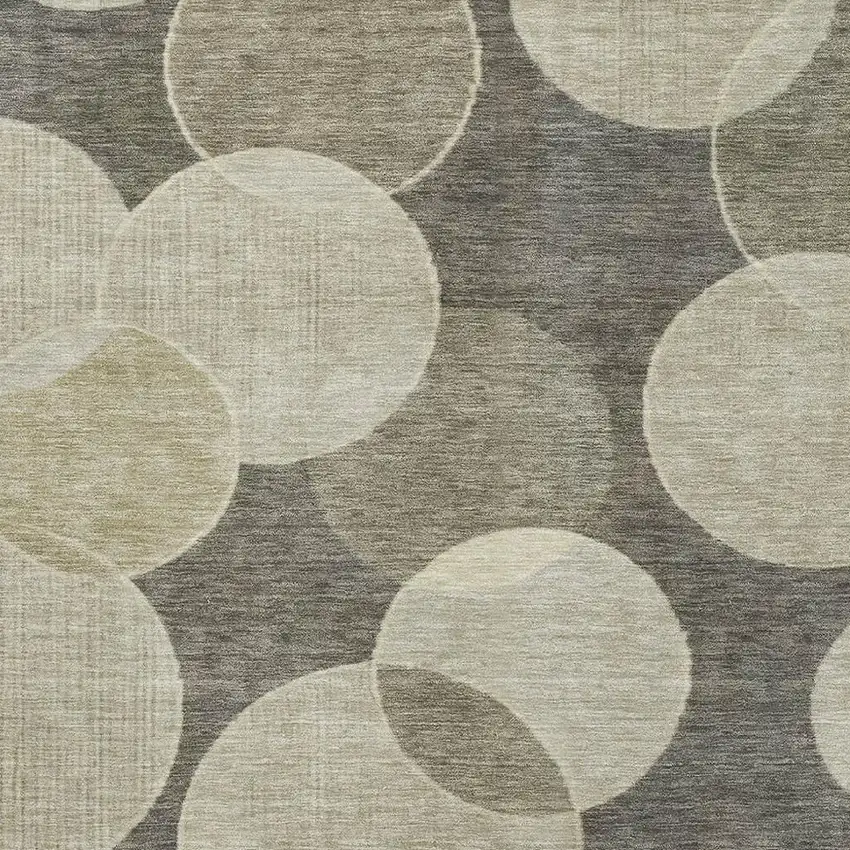 Taupe And Beige Geometric Washable Area Rug With UV Protection Photo 2