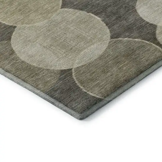 Taupe And Beige Geometric Washable Area Rug With UV Protection Photo 8