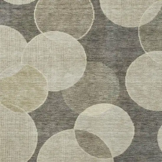 Taupe And Beige Geometric Washable Area Rug With UV Protection Photo 2