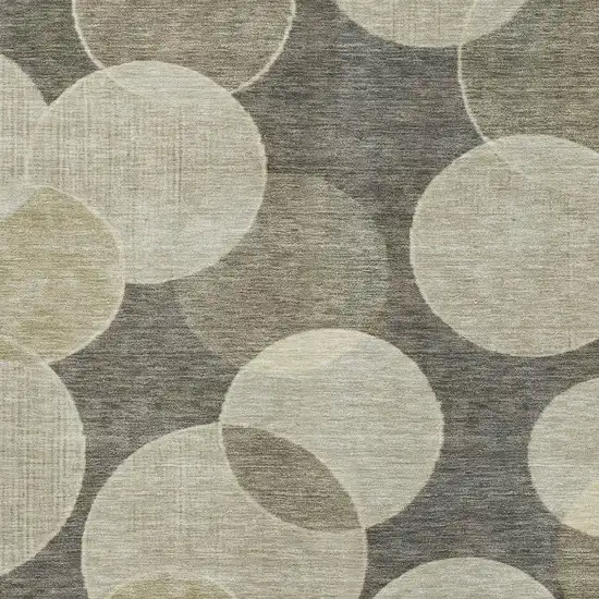 Taupe And Beige Geometric Washable Area Rug With UV Protection Photo 2