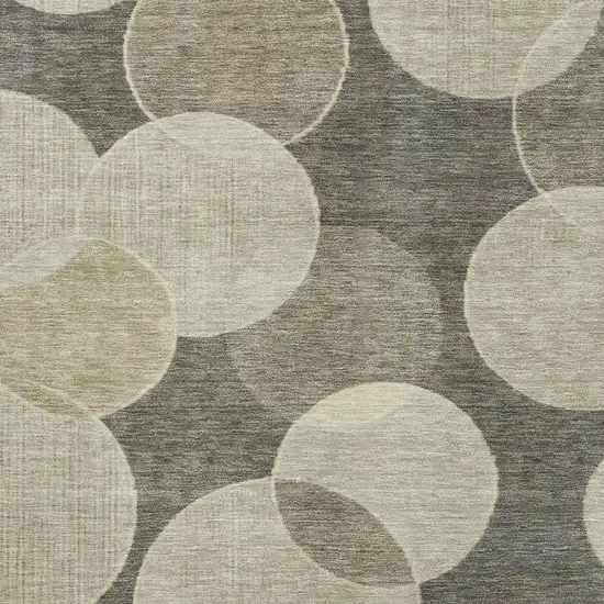 Taupe And Beige Geometric Washable Area Rug With UV Protection Photo 2