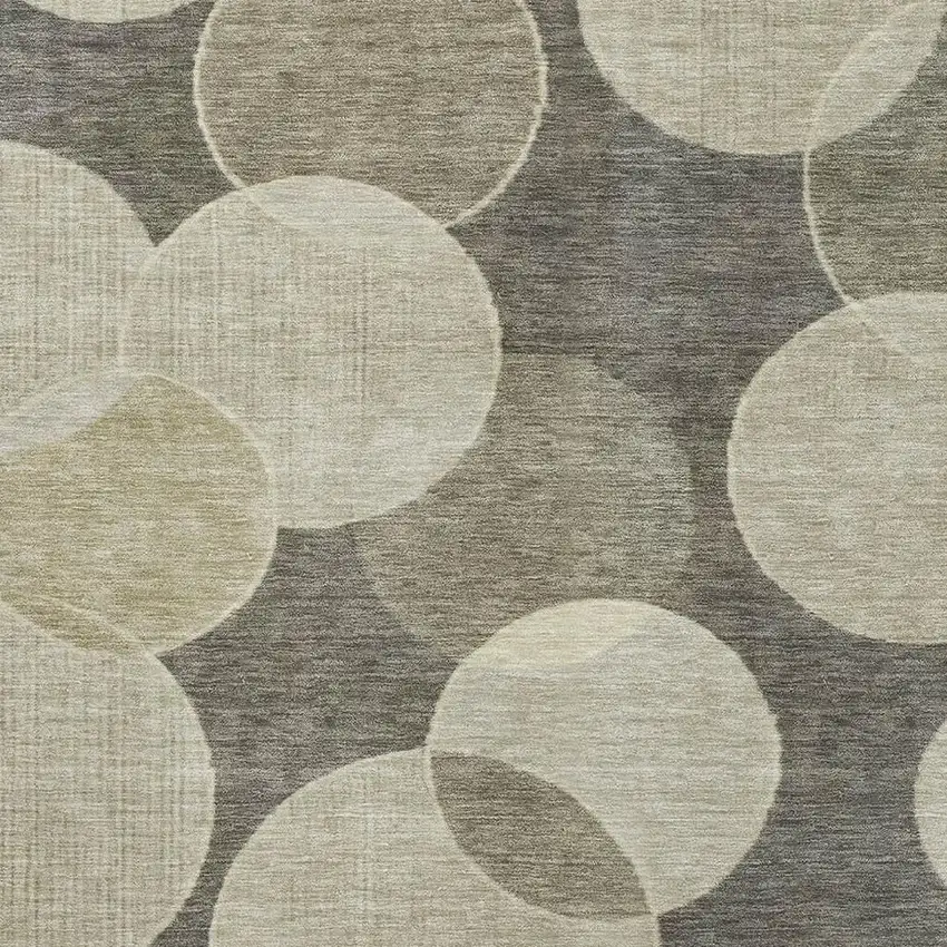 Taupe And Beige Geometric Washable Area Rug With UV Protection Photo 2