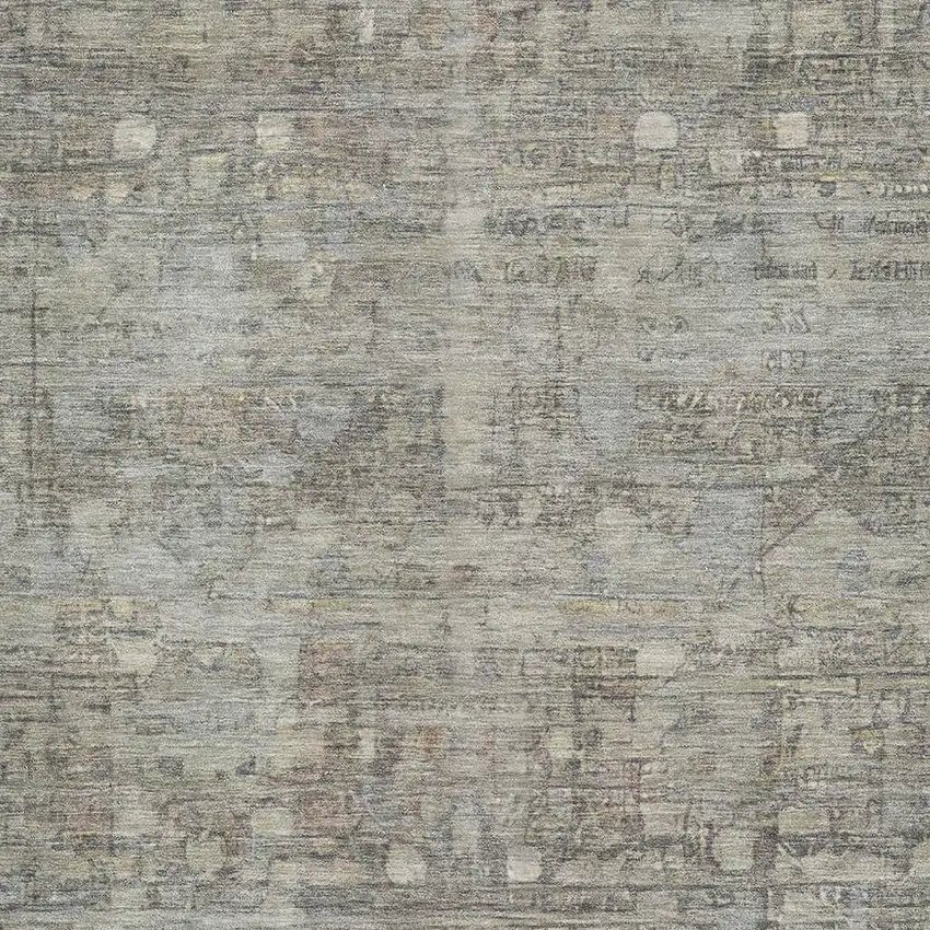 Taupe And Beige Geometric Washable Area Rug With UV Protection Photo 2