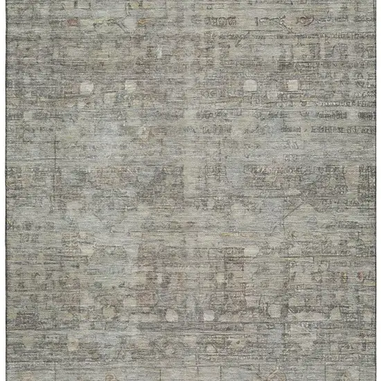 Taupe And Beige Geometric Washable Area Rug With UV Protection Photo 3