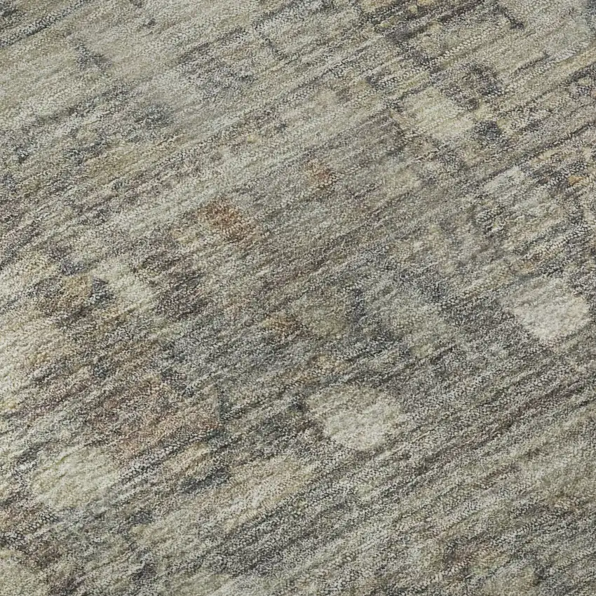 Taupe And Beige Geometric Washable Area Rug With UV Protection Photo 9