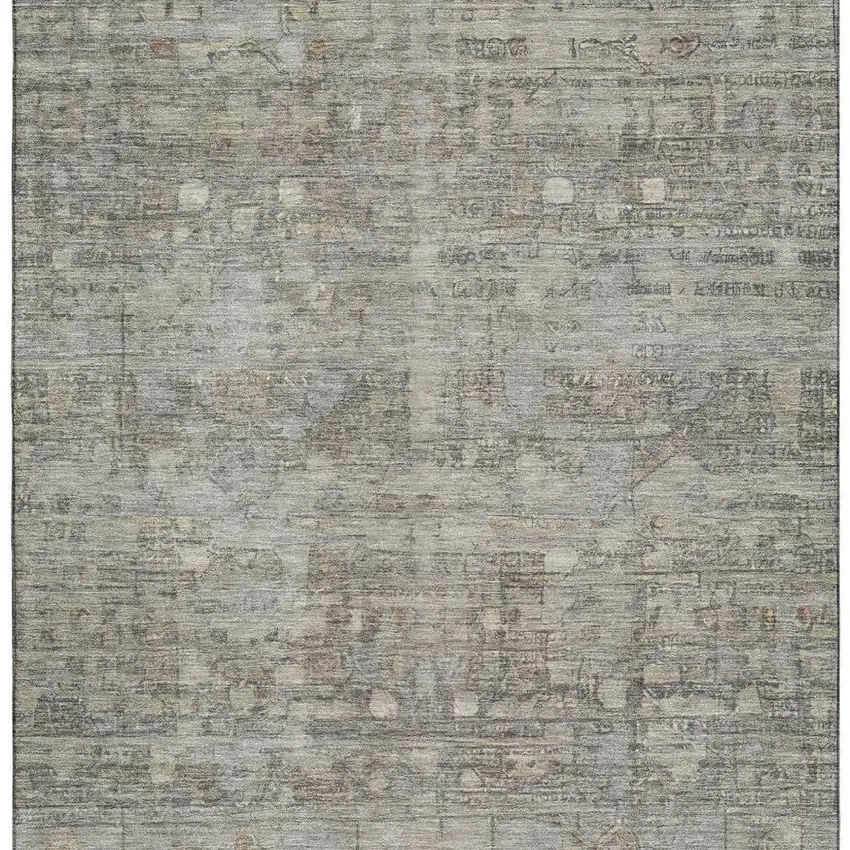 Taupe And Beige Geometric Washable Area Rug With UV Protection Photo 2