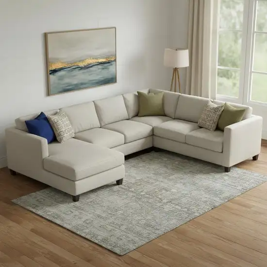 Taupe And Beige Geometric Washable Area Rug With UV Protection Photo 2