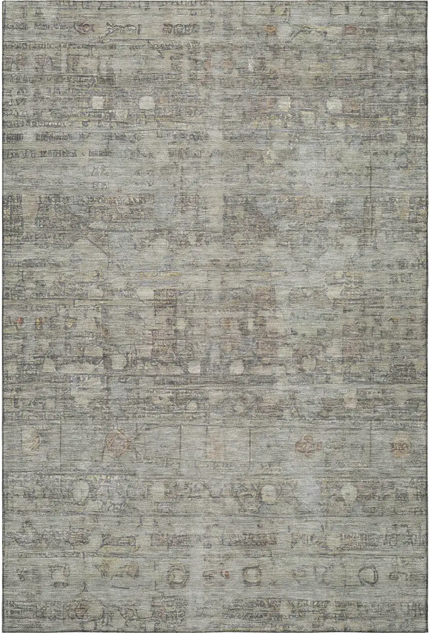 Taupe And Beige Geometric Washable Area Rug With UV Protection Photo 3