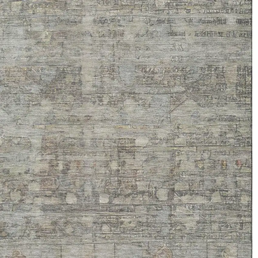 Taupe And Beige Geometric Washable Area Rug With UV Protection Photo 2