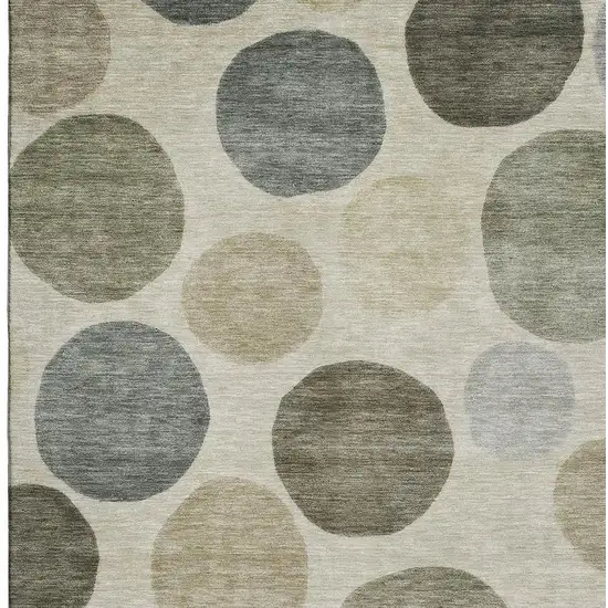 Taupe And Beige Geometric Washable Area Rug With UV Protection Photo 4