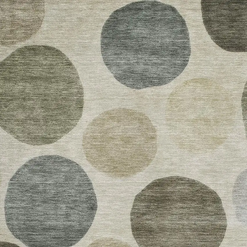 Taupe And Beige Geometric Washable Area Rug With UV Protection Photo 3