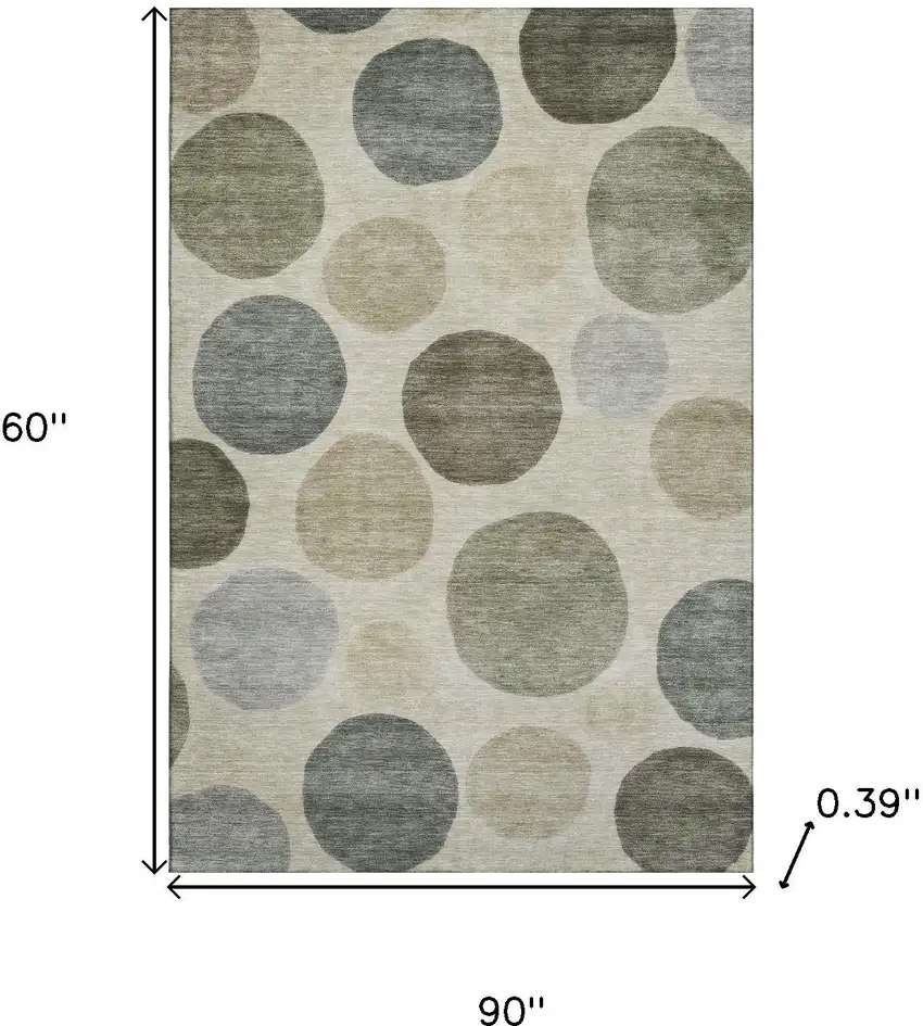 Taupe And Beige Geometric Washable Area Rug With UV Protection Photo 9