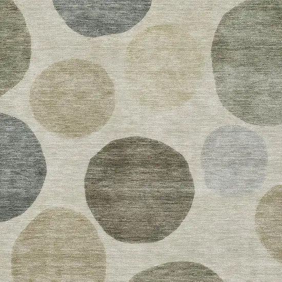 Taupe And Beige Geometric Washable Area Rug With UV Protection Photo 3