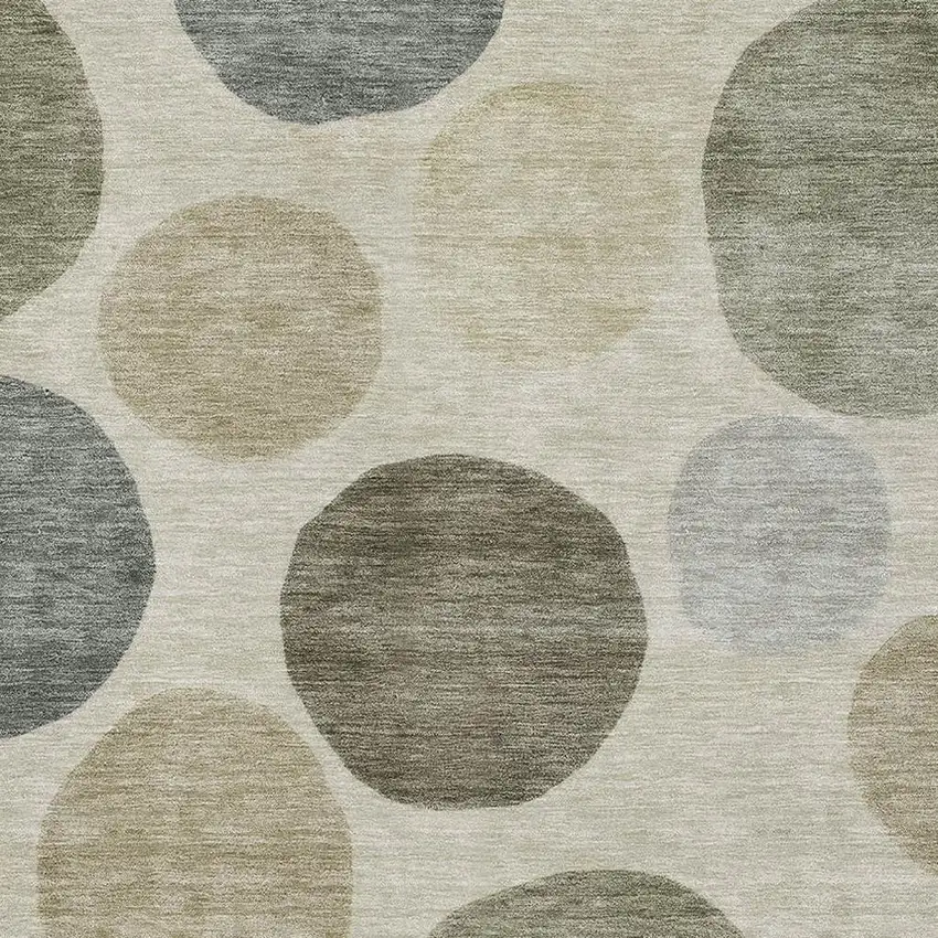 Taupe And Beige Geometric Washable Area Rug With UV Protection Photo 3