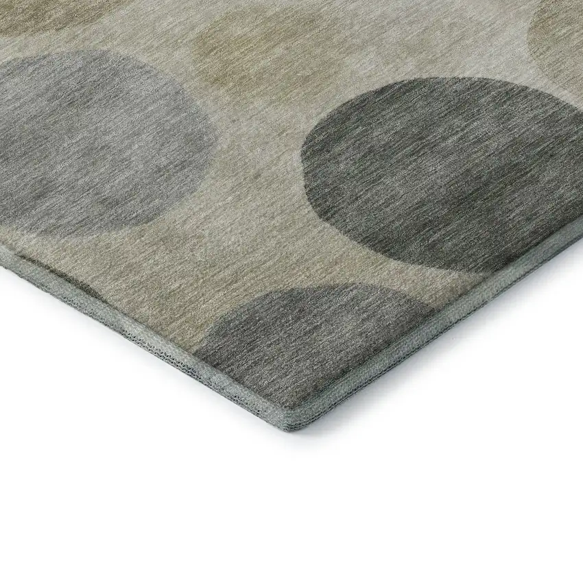 Taupe And Beige Geometric Washable Area Rug With UV Protection Photo 7