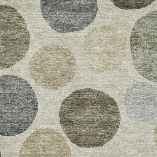 Taupe And Beige Geometric Washable Area Rug With UV Protection Photo 3