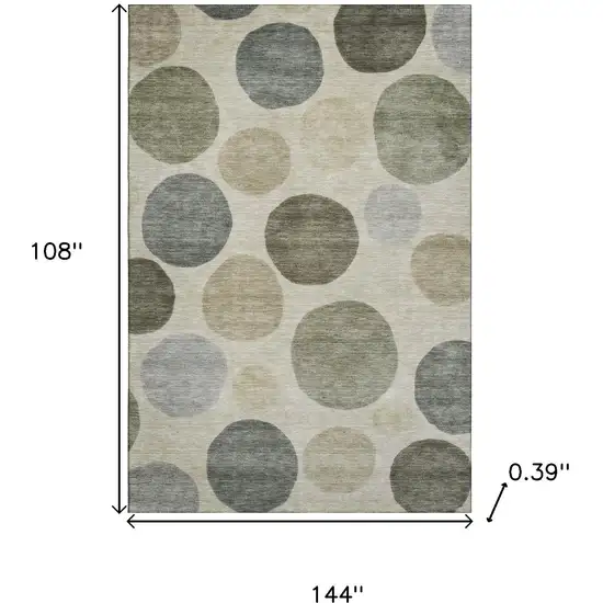 Taupe And Beige Geometric Washable Area Rug With UV Protection Photo 9