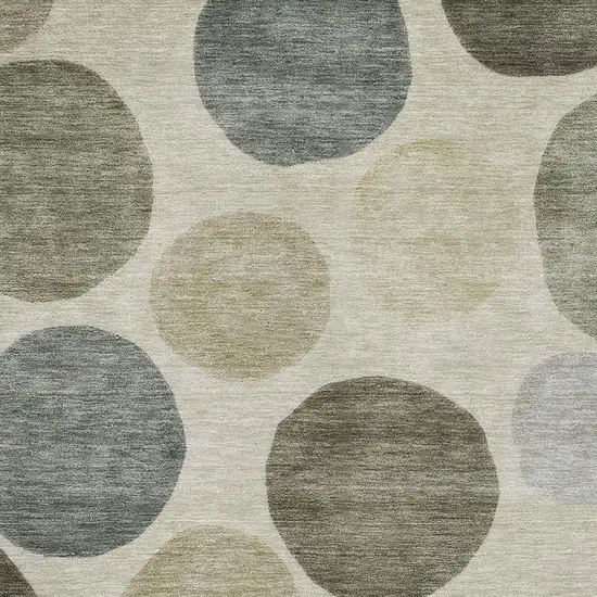 Taupe And Beige Geometric Washable Area Rug With UV Protection Photo 3