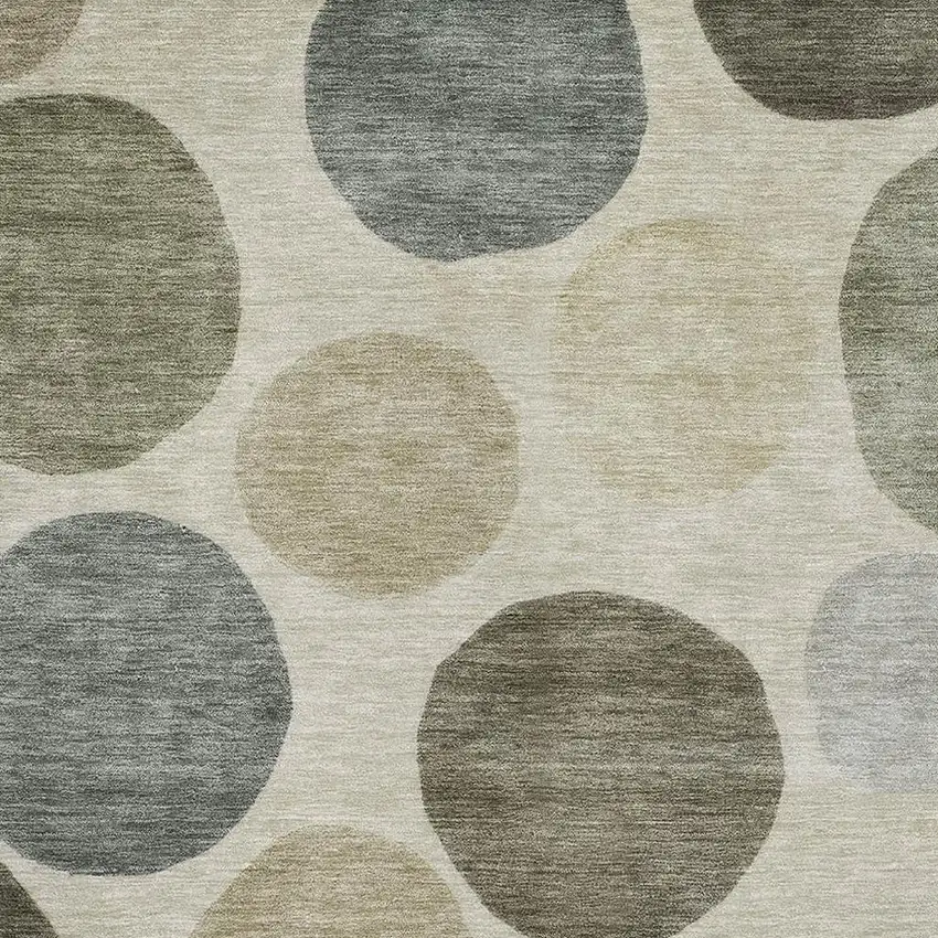 Taupe And Beige Geometric Washable Area Rug With UV Protection Photo 3