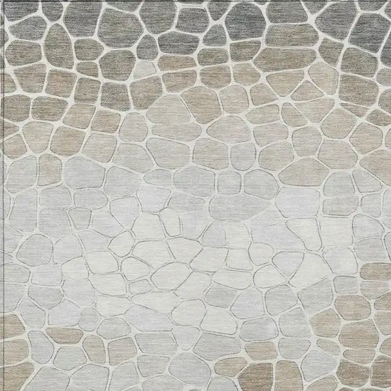 Taupe And Beige Geometric Washable Indoor Outdoor Area Rug Photo 4