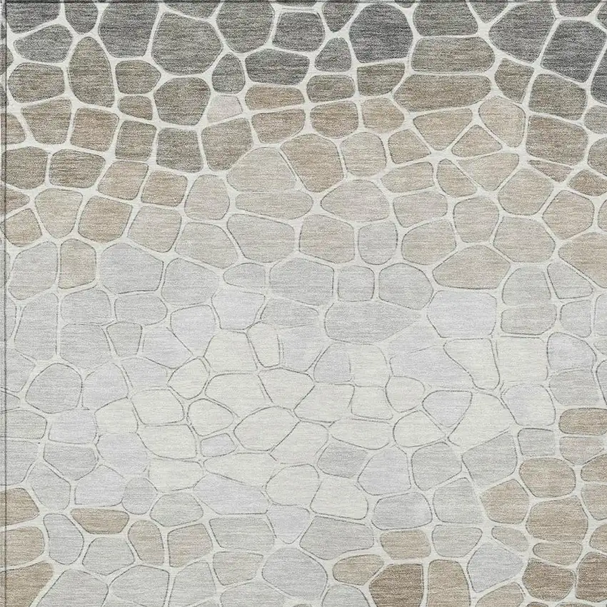 Taupe And Beige Geometric Washable Indoor Outdoor Area Rug Photo 4