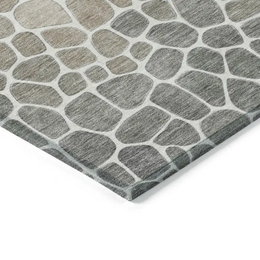 Taupe And Beige Geometric Washable Indoor Outdoor Area Rug Photo 3