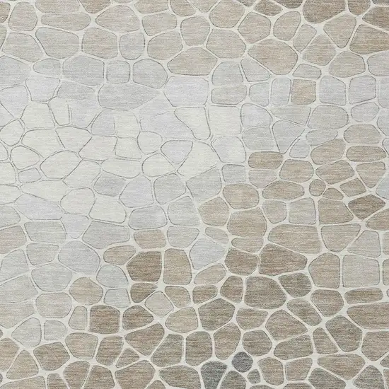 Taupe And Beige Geometric Washable Indoor Outdoor Area Rug Photo 5