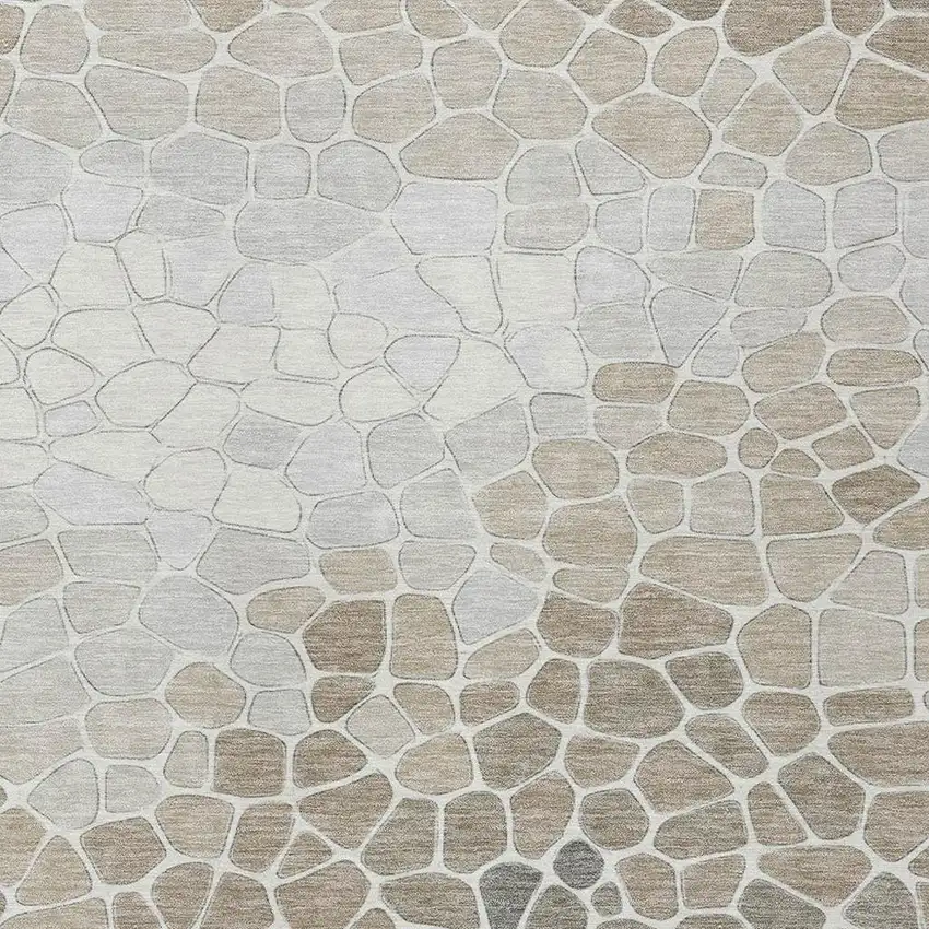 Taupe And Beige Geometric Washable Indoor Outdoor Area Rug Photo 5