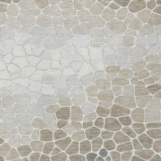 Taupe And Beige Geometric Washable Indoor Outdoor Area Rug Photo 4