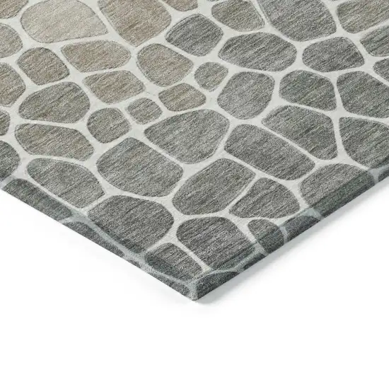 Taupe And Beige Geometric Washable Indoor Outdoor Area Rug Photo 3