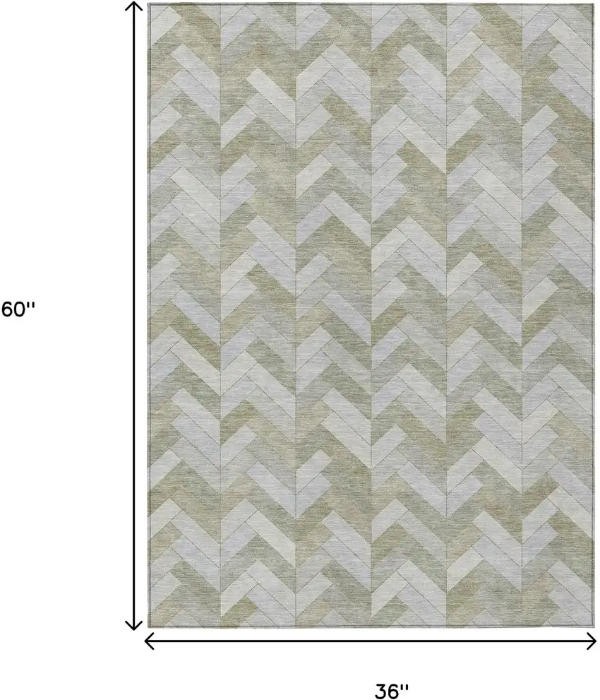 Taupe And Beige Geometric Washable Indoor Outdoor Area Rug Photo 3