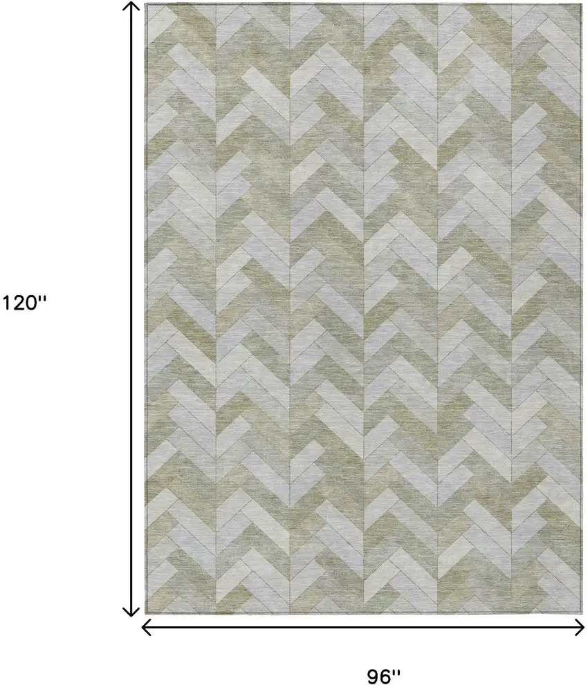 Taupe And Beige Geometric Washable Indoor Outdoor Area Rug Photo 3