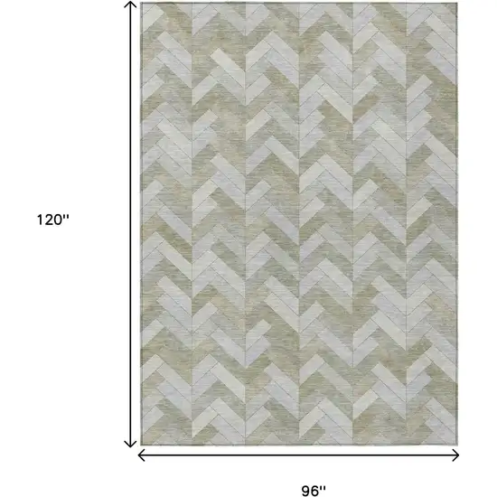 Taupe And Beige Geometric Washable Indoor Outdoor Area Rug Photo 3