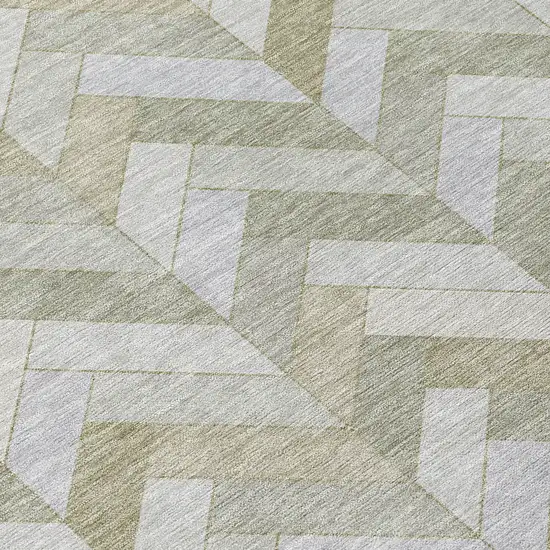 Taupe And Beige Geometric Washable Indoor Outdoor Area Rug Photo 7