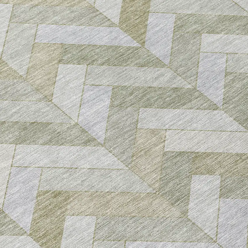Taupe And Beige Geometric Washable Indoor Outdoor Area Rug Photo 7
