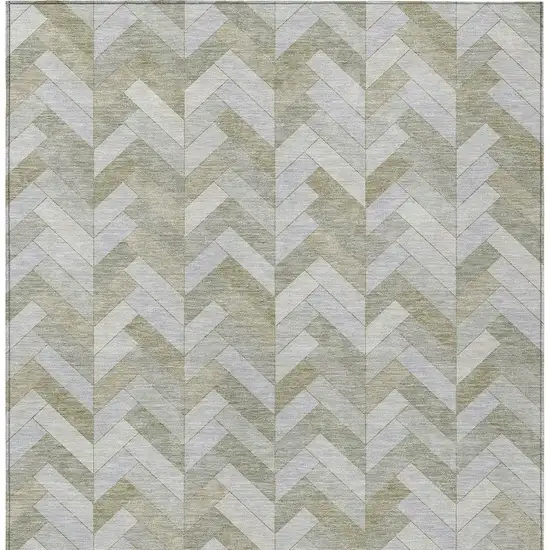 Taupe And Beige Geometric Washable Indoor Outdoor Area Rug Photo 4