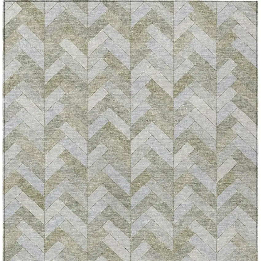 Taupe And Beige Geometric Washable Indoor Outdoor Area Rug Photo 4
