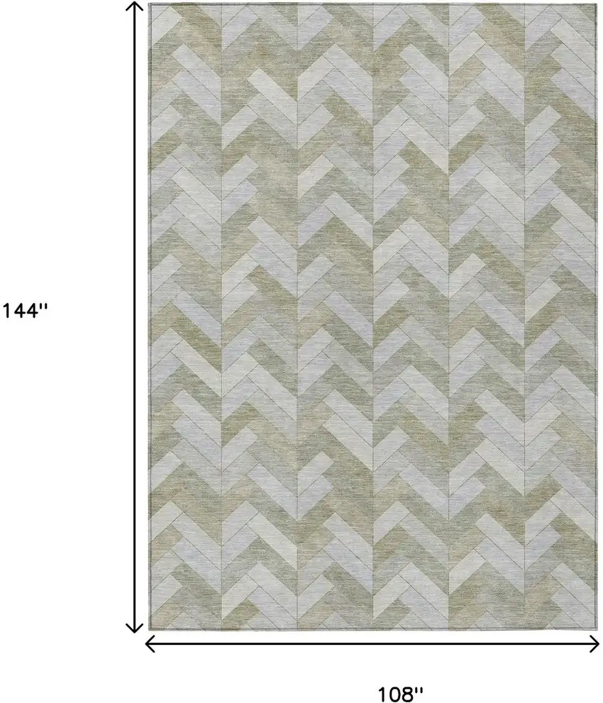 Taupe And Beige Geometric Washable Indoor Outdoor Area Rug Photo 3