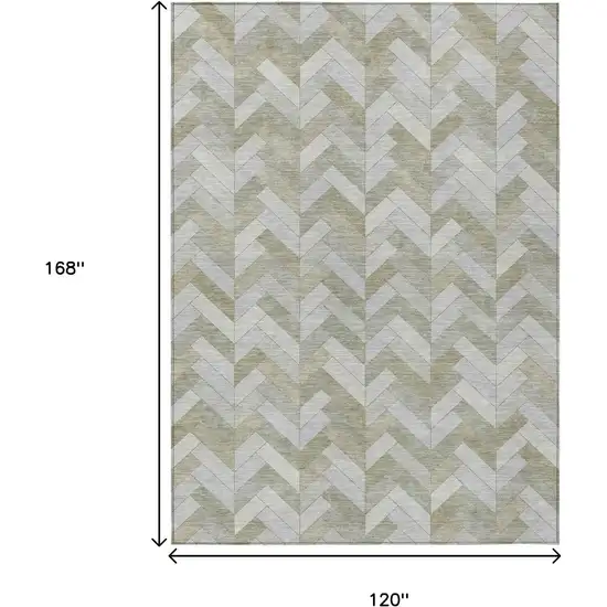 Taupe And Beige Geometric Washable Indoor Outdoor Area Rug Photo 3