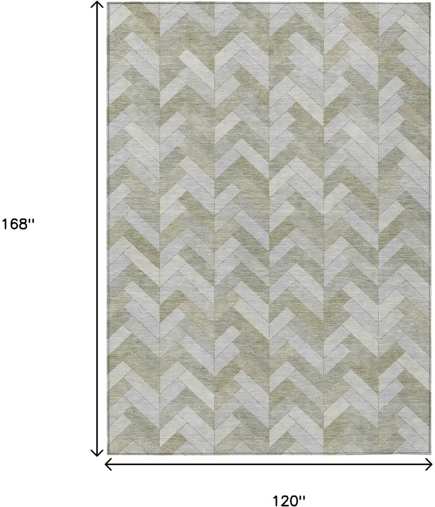 Taupe And Beige Geometric Washable Indoor Outdoor Area Rug Photo 3