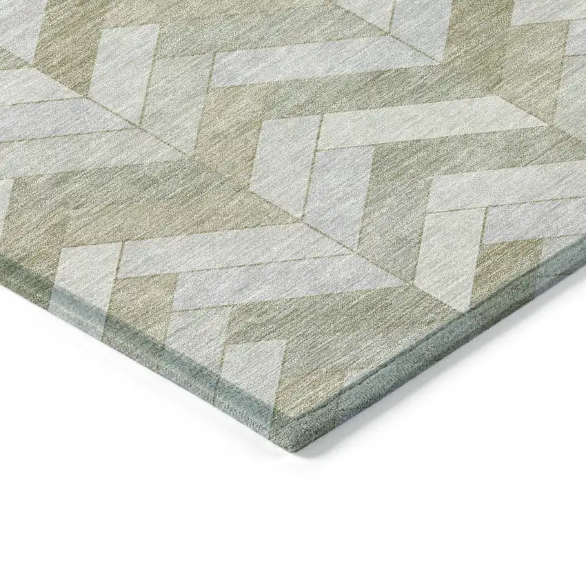 Taupe And Beige Geometric Washable Indoor Outdoor Area Rug Photo 5