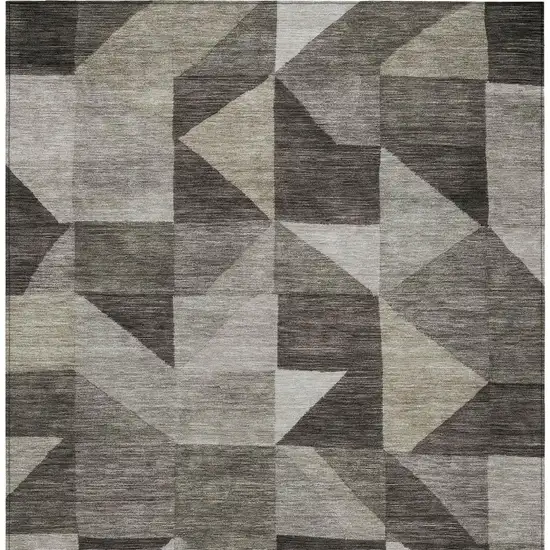 Taupe And Beige Geometric Washable Indoor Outdoor Area Rug Photo 3